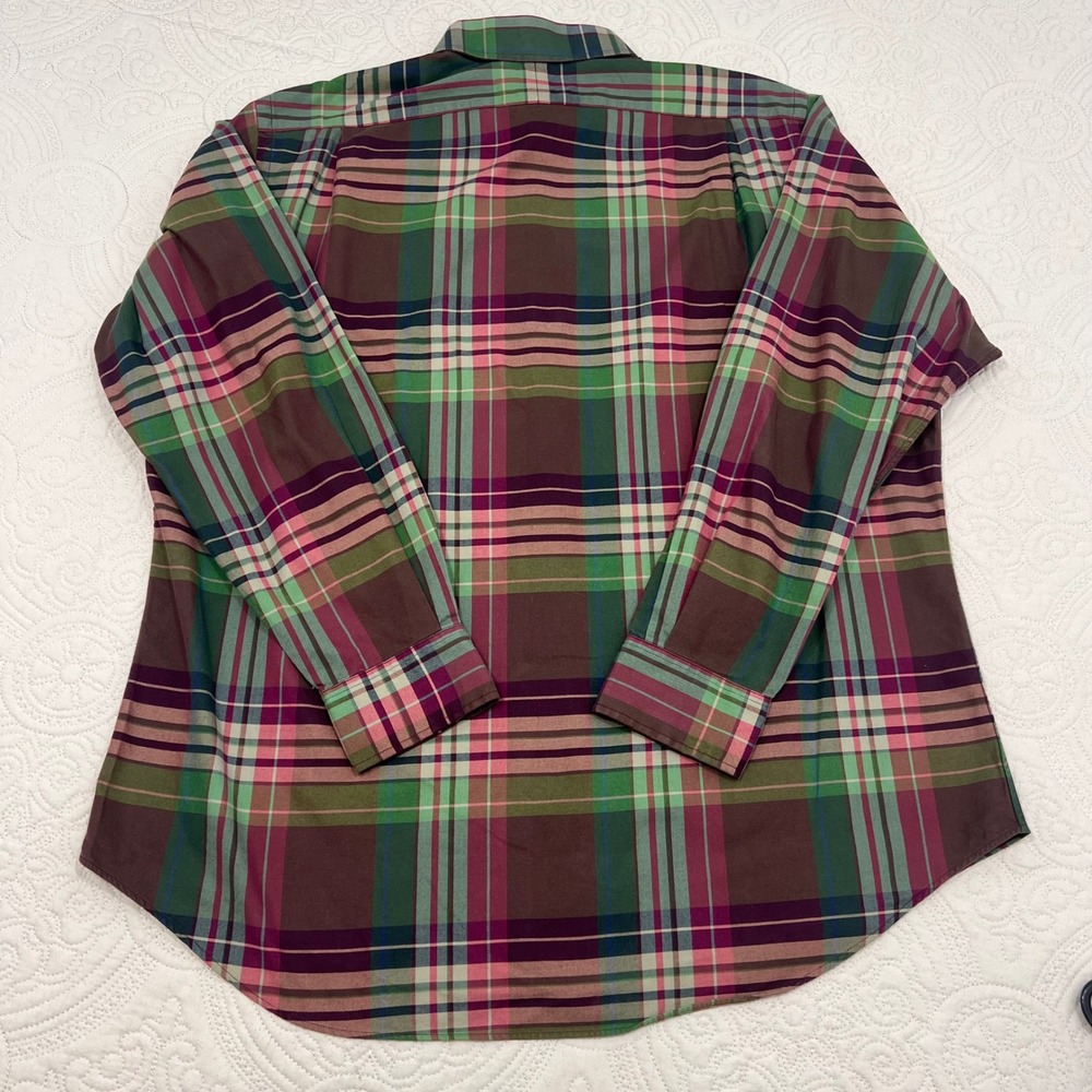 Polo Ralph Lauren Regent‎ Classic Fit Plaid Button Down Shirt Mens XL Green Pink - Picture 3 of 7